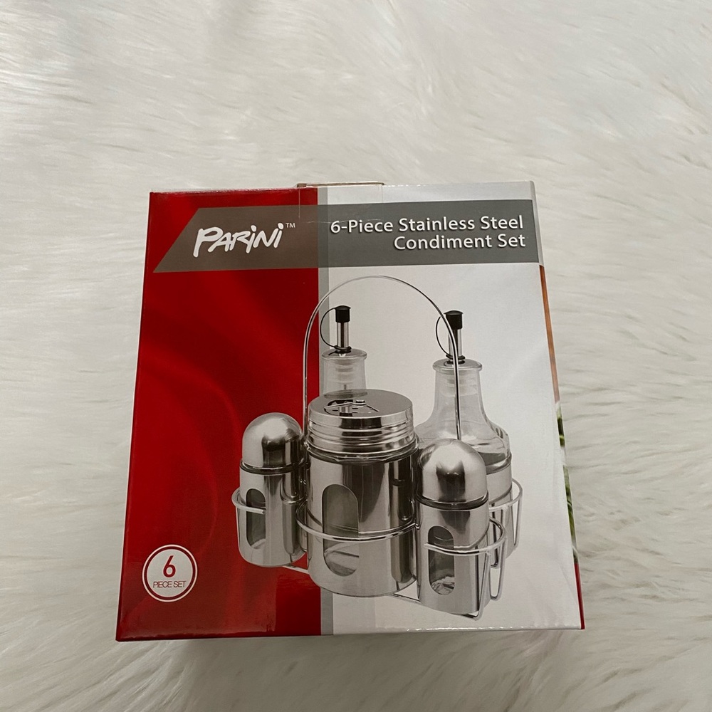NIB-Parini 6-Pc Stainless Steel Condiment Set